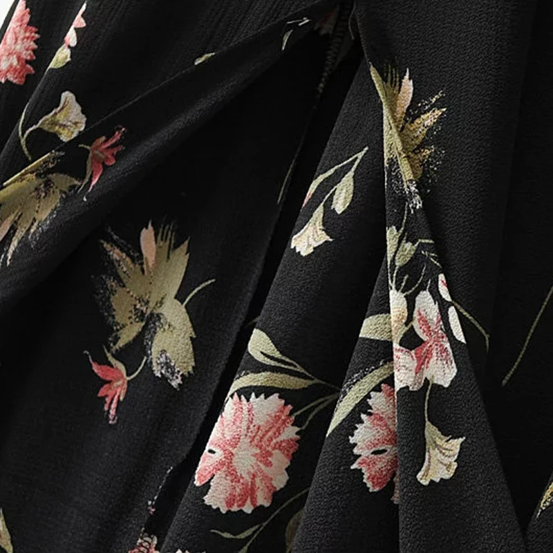 Chu Mark women summer long dress floral print high waist side split overalls female 2018 new fashion maxi vestidos femme 904093 | Женская