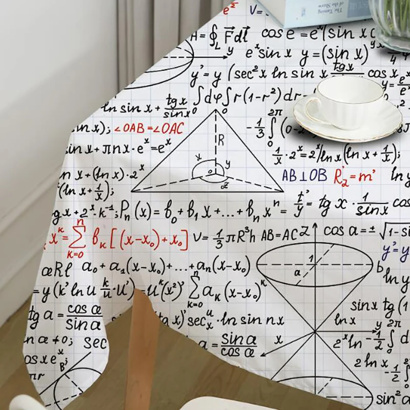 

Miracille Kitchen Decorative Creative Polyester Fabric Print Mathematical Symbol Pattern Tablecloth Dining Coffee Tea Table Mat