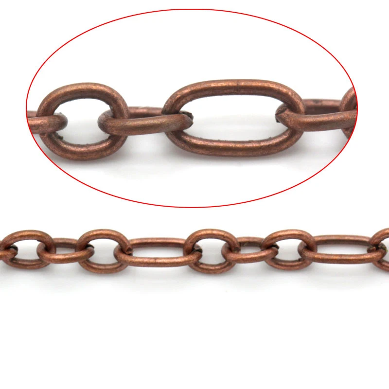 

DoreenBeads звеньевые спаянные цепочки, антикварные медные цепочки, фурнитура для ожерелья DIY, ювелирное изделие, 6.5x3.5 мм/4x3,5 мм, 10 м