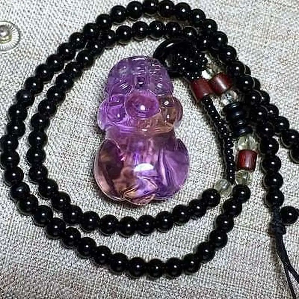 Genuine Natural Ametrine Gemstone Pi Xiu Shape Woman Pendant AAAAA 48x28x19mm For Lady Man Power Healing Stone | Украшения и