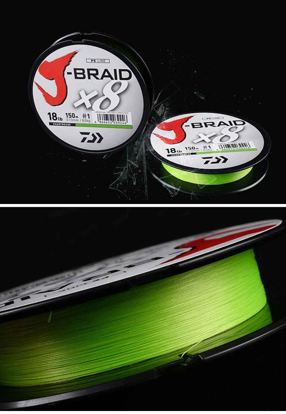 Оригинальная DAIWA 8 нитей PE леска J-BRAID X8 длина лески: 150 м 1,0#1,5# 18LB 25LB зеленый/травяной цвет сделано в Японии