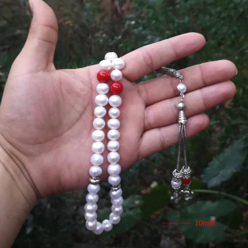 Натуральный жемчуг Tasbih 33 66 99 мусульманский пресноводный жемчуг Tasbih Подарочный жемчужный браслет для женщин Misbaha love gift Islamic jwelry для женщин