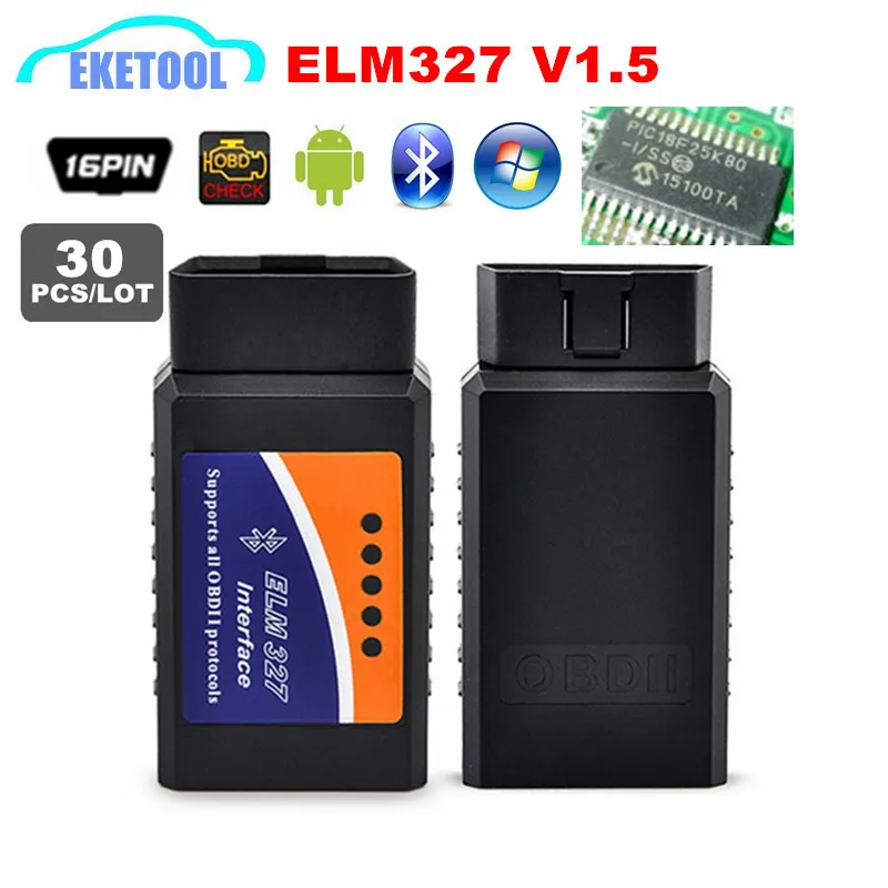 Считыватель кодов OBD 30 шт./лот ELM327 V1.5 OBD2 интерфейс для Android Bluetooth стабильный сканер
