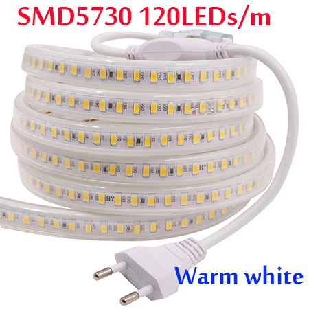 5730 120leds WW 240 светодиодный s/m Светодиодные ленты SMD 5730 2835 5050 5630 220V 240V Водонепроницаемый светодиодный лента веревка светильник RGB теплый белый украшения дома светильник ing - Испускаемый цвет: 5730 120leds WW
