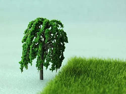 Милая зеленая ива дерево смолы ремесла микроландшафты DIY кукольный домик бонсай