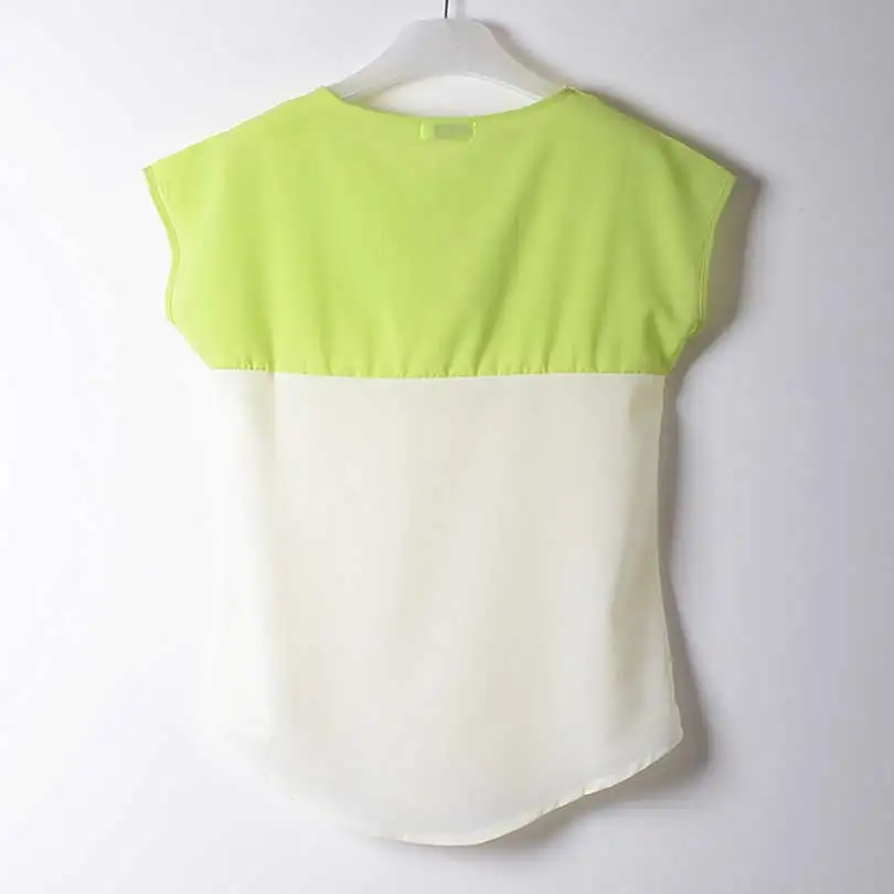 VOGUE! Новая женская летняя шифоновая блузка контрастного цвета Повседневная