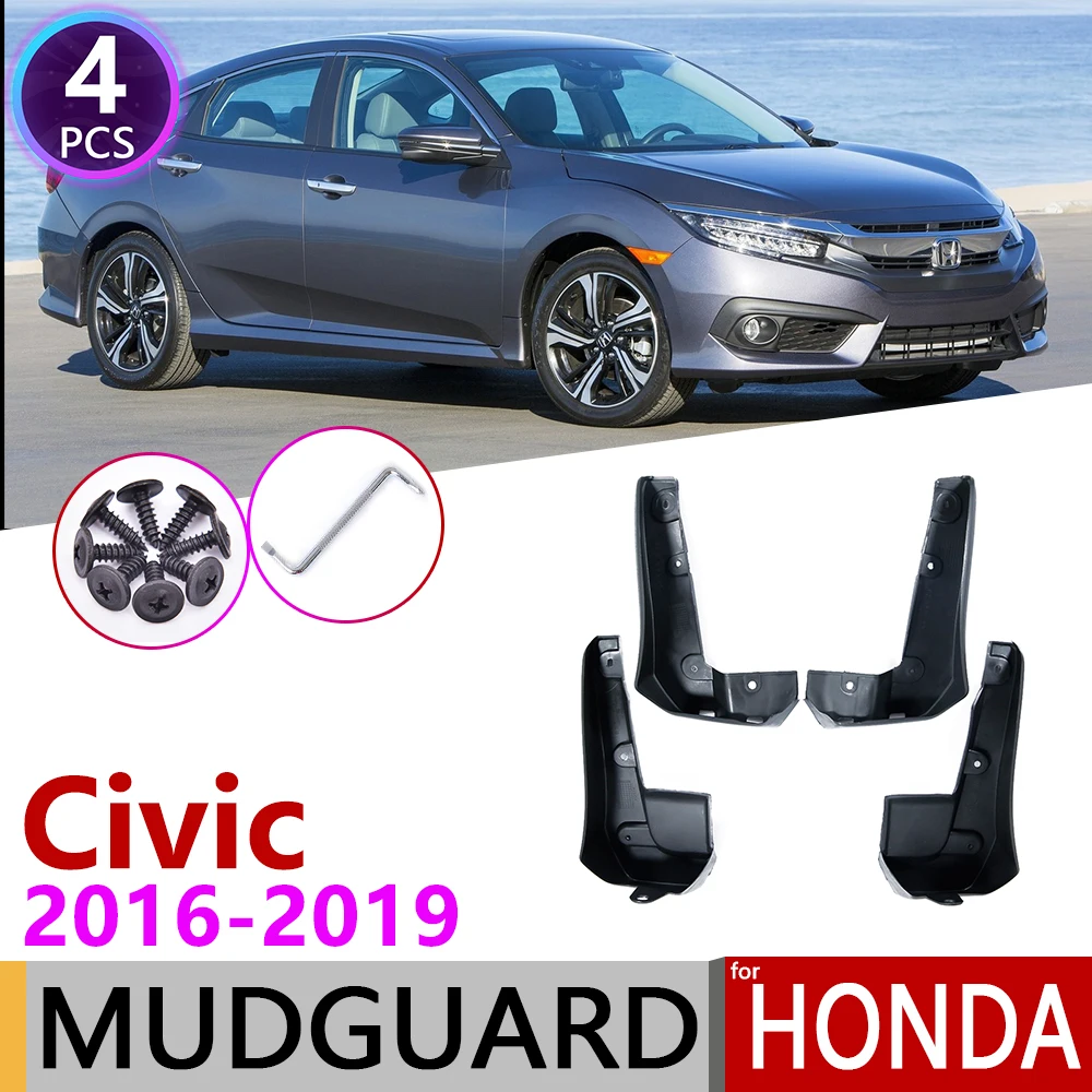 

4 шт. Автомобиль Брызговик для Honda Civic 2016 2017 2018 2019 FC FC1 FC2 FC5 щитки, Брызговики гвардии всплеск брызговика клапаном аксессуары 10th