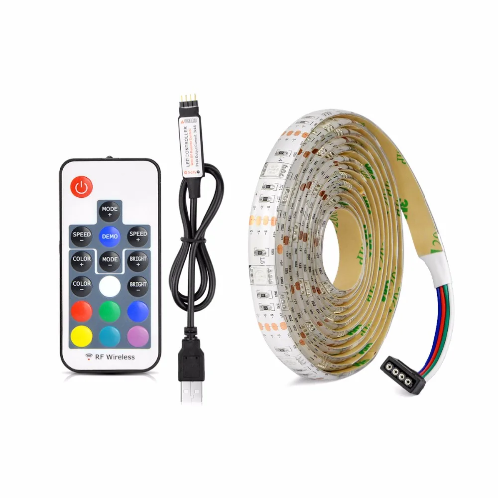 IP20/IP65 1 м 2 м 3 м 4 м 5 м DC 5 В rgb гибкая USB LED полосы света 5050 SMD Стинг лента клейкая лента ТВ Задний план освещения