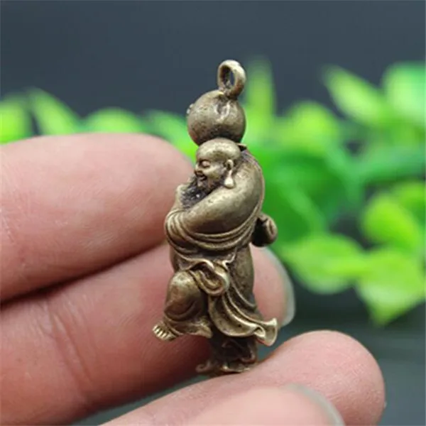 Китайский маленький кулон из чистой латуни maitreya Будда персик|Статуи и