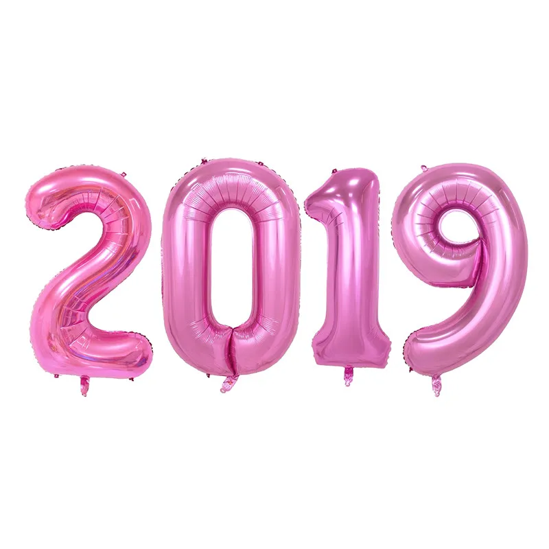 40 дюймов 2019 шары с новым годом Золотая/серебряная фольга гелиевые рождественские