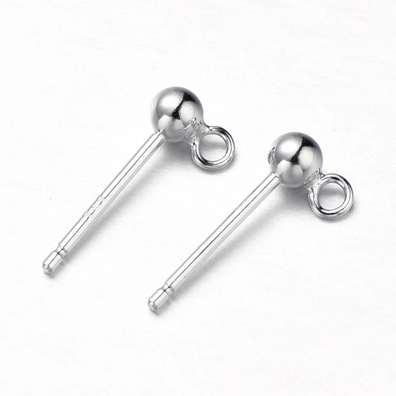 Wholesale Silver Ear Nail Accessories Beans With Ring Earrings Needle Gold Diy Jewelry | Findings &amp Components