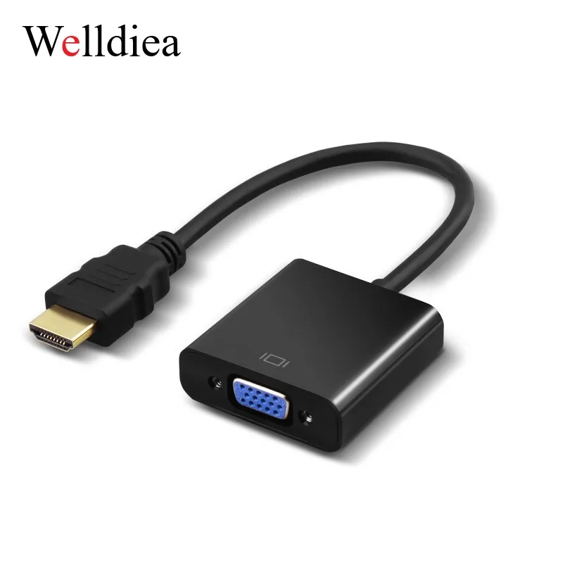 Welldiea HDMI to VGA Adapter кабели мужчин конвертер с разъемом адаптер 1080 P цифро аналоговый