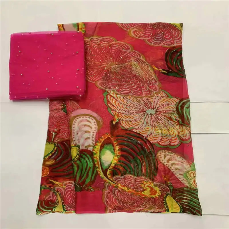 

Fashion new style silk printed chiffon fabric for garment neat embroidery on the material with swiss voile lace tissu! LXF672