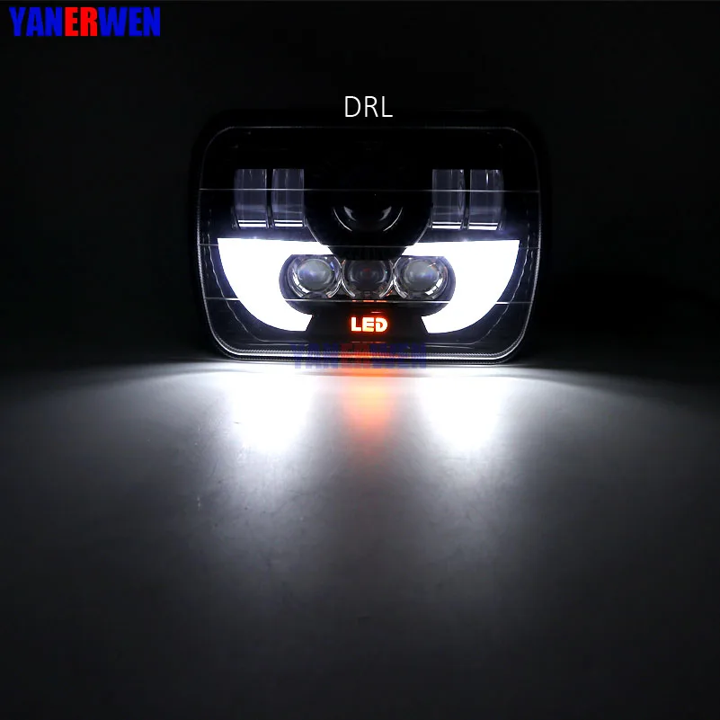 

Rectangle 7x6" 5x7" Led Headlights 6052 6054 H5054 H6054 Led Headlight DRL Hi/Low Sealed Beam H4 Plug For Jeep Cherokee XJ