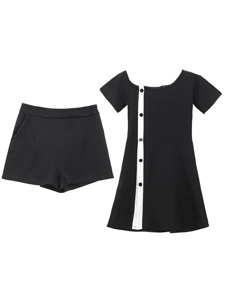 Женское черно белое мини платье с вырезом лодочкой сексуальное летнее для