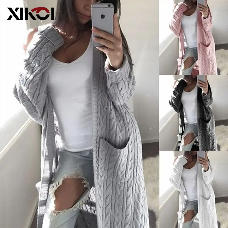 Кардиган женский вязаный с длинным рукавом двойной Осень-зима 2021 |