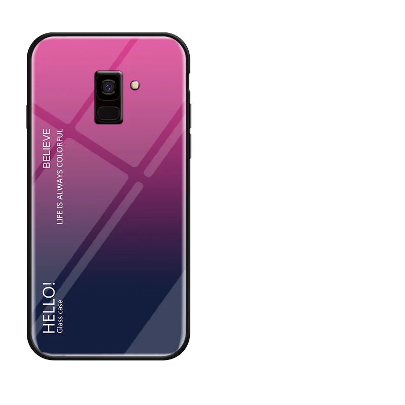 Rose Чехлы для samsung Galaxy A6 Dual SIM SM A600 A600F градиентный чехол из закаленного стекла для samsung A6 Plus A605 A605F pop - Цвет: Rose