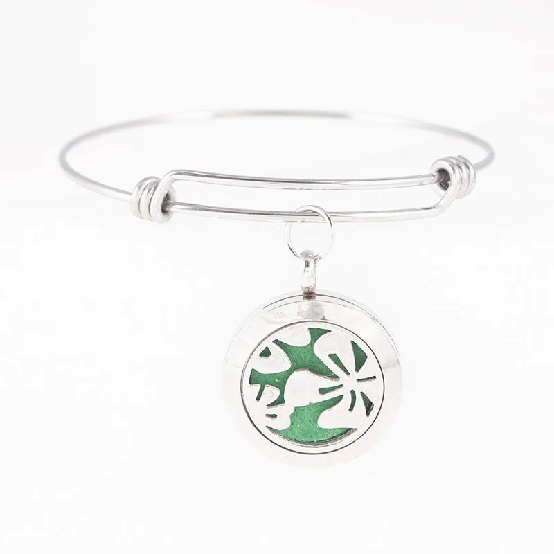 Наручный браслет-диффузор для ароматерапии с жизненным деревом на 25 мм из нержавеющей стали.