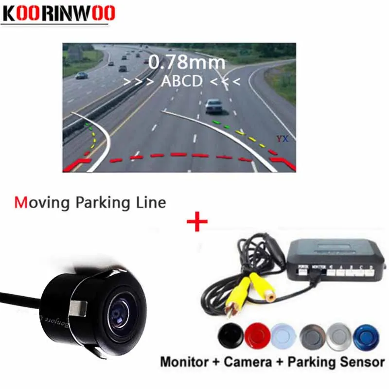 

Парктроник Koorinwoo, Автомобильная камера заднего вида с 4 датчиками парковки