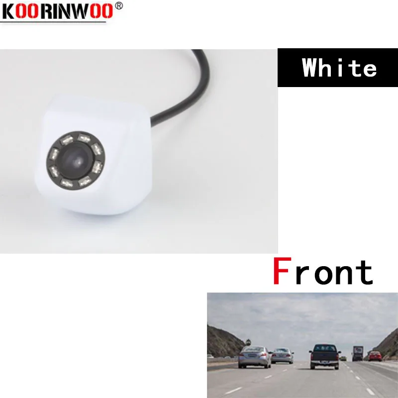 Front Camera Koorinwoo Универсальный Автомобильный 8 светодиодов фары автомобиля передний и задний вид камера Авто HD резервный Обратный парковочная камера водонепроницаемый 12 В - Название цвета: Front Camera