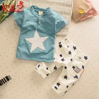 Детский костюм R  Z, Новинка лета 2019, хлопковый повседневный костюм для мальчиков, детские штаны с коротким рукавом и принтом звезд, с эластичным поясом, из двух предметов