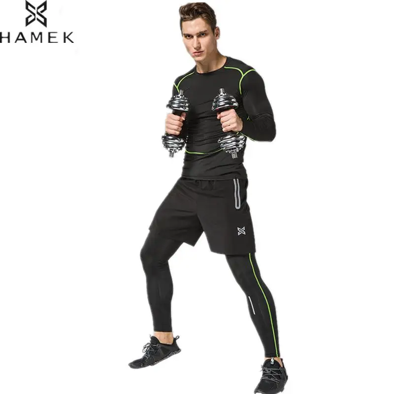 Мужской спортивный костюм HAMEK 2017 года 3 шт. Быстросохнущий Светоотражающий