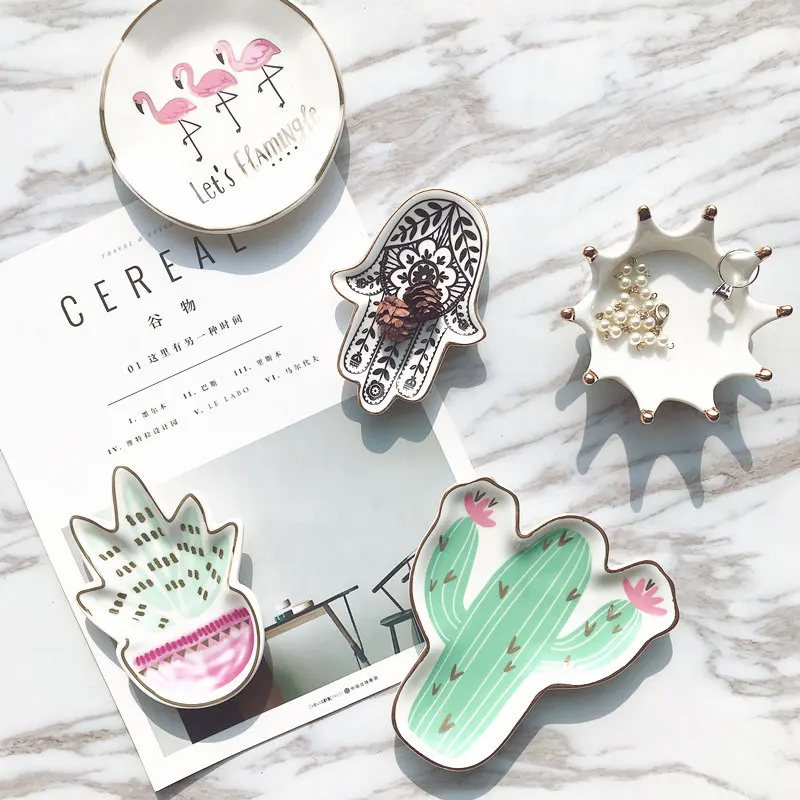 Маленькая чамса солнце рука Фламинго кактус ананас керамическая тарелка