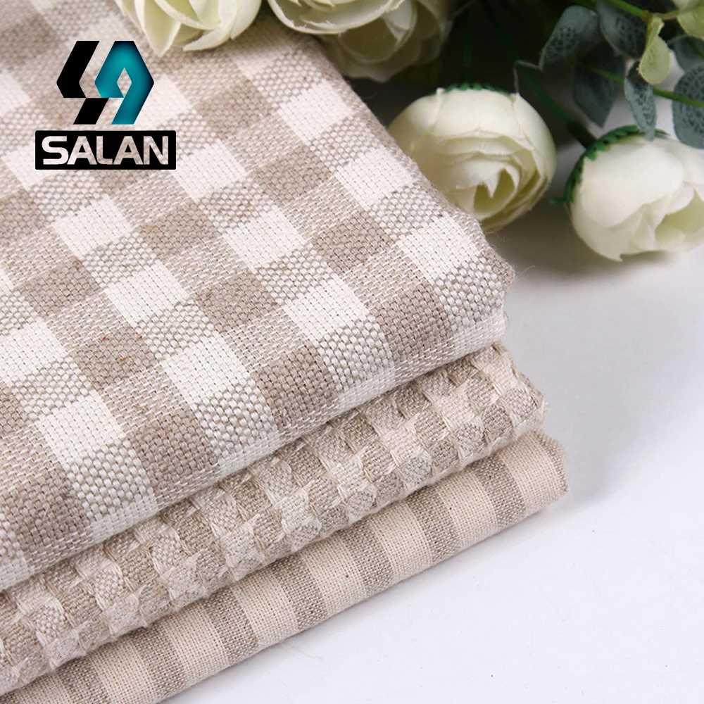

[manufacturers selling]Linen and cotton yarn dyed plaid cloth sofa linen crafts decorative cloth shoe bags-006 free shipping