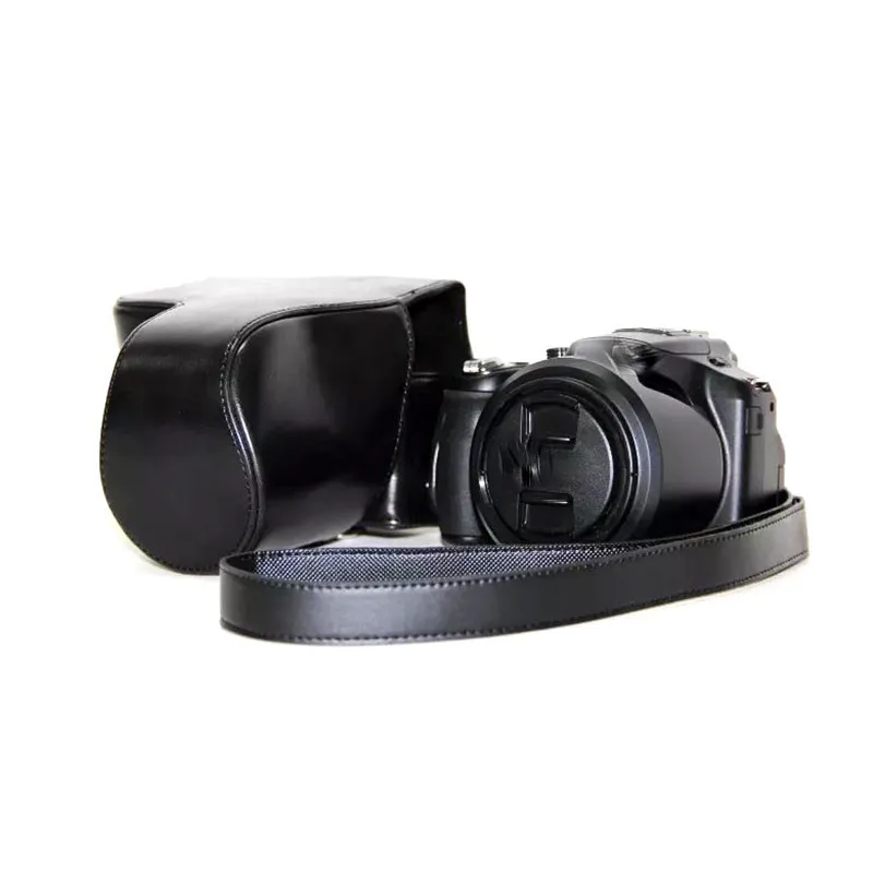 Новый чехол из искусственной кожи для камеры Panasonic FZ200 с ремешком черный