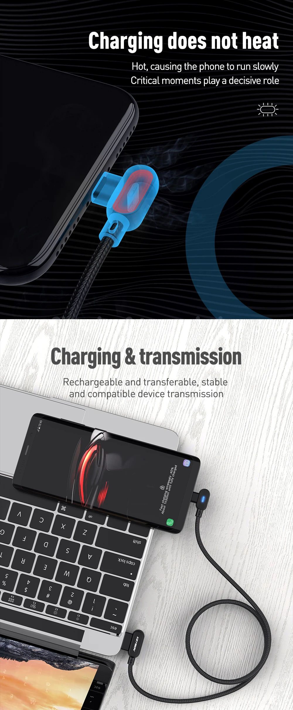 KEYSION l-тип usb type-C кабель для Xiaomi Mi 9T redmi note 7 USB-C кабель для быстрой зарядки телефона для samsung S10 S9 S8 Plus A50 70