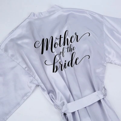 mother bride Sisbigdey; Соблазнительные туфли с серебряными халат пижамы для невест получать халат замужем невесты свадебное белье мама сестра из халат атласный - Цвет: mother bride