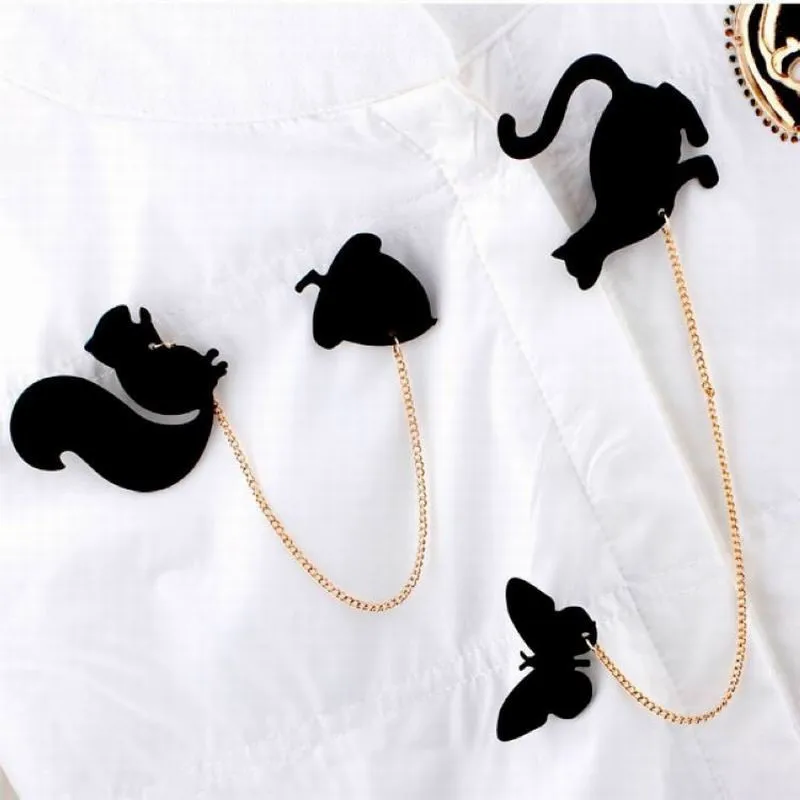 Черная милая белка искусственная Шпилька значок на воротник в виде животного