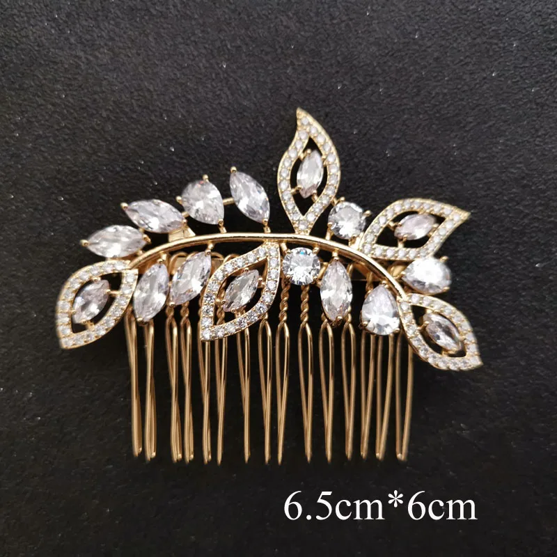 0611 Gold SLBRIDAL роскошный модный Шарм Мода зубец Установка кубического циркония свадебные расческа для волос свадебные женские украшения для девочек аксессуары для волос - Окраска металла: 0611 Gold