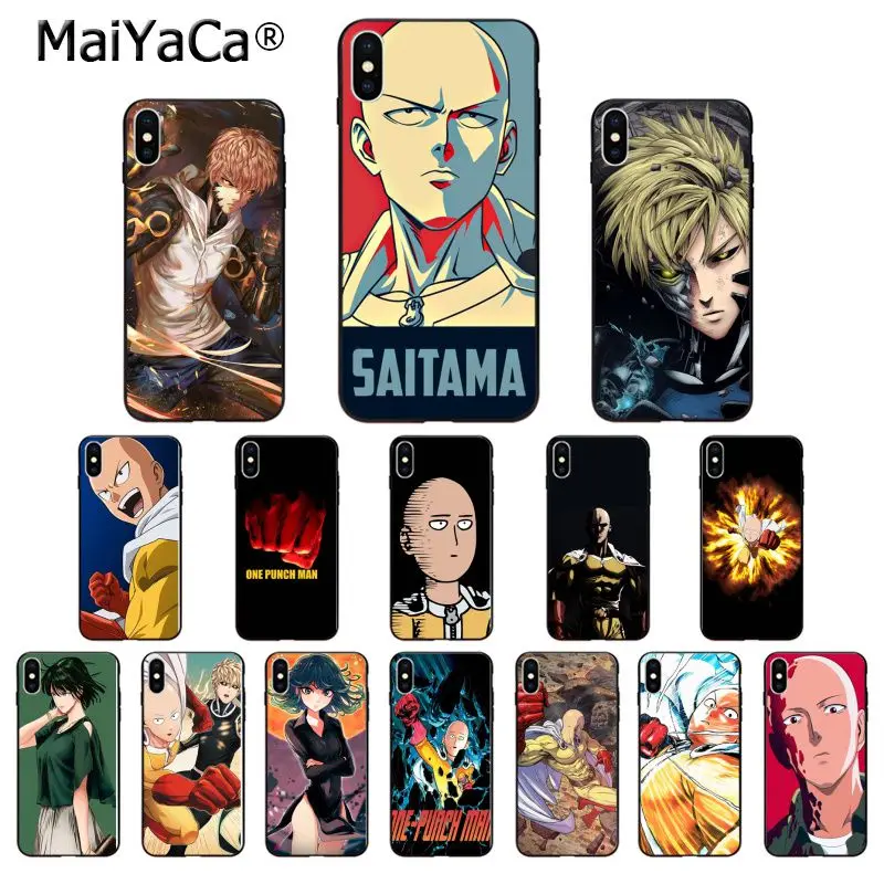 Мягкий Черный силиконовый чехол для телефона MaiYaCa ONE PUNCH MAN Saitama из ТПУ iPhone 6S 6plus 7 7plus