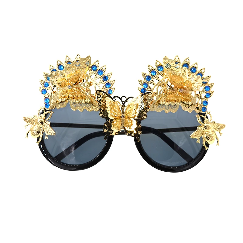 New Brand Baroque Flower Cat Eye Sunglasses Fashion Women Sun Beach Crystals Rhinestones Outdoor Black Gift | Аксессуары для