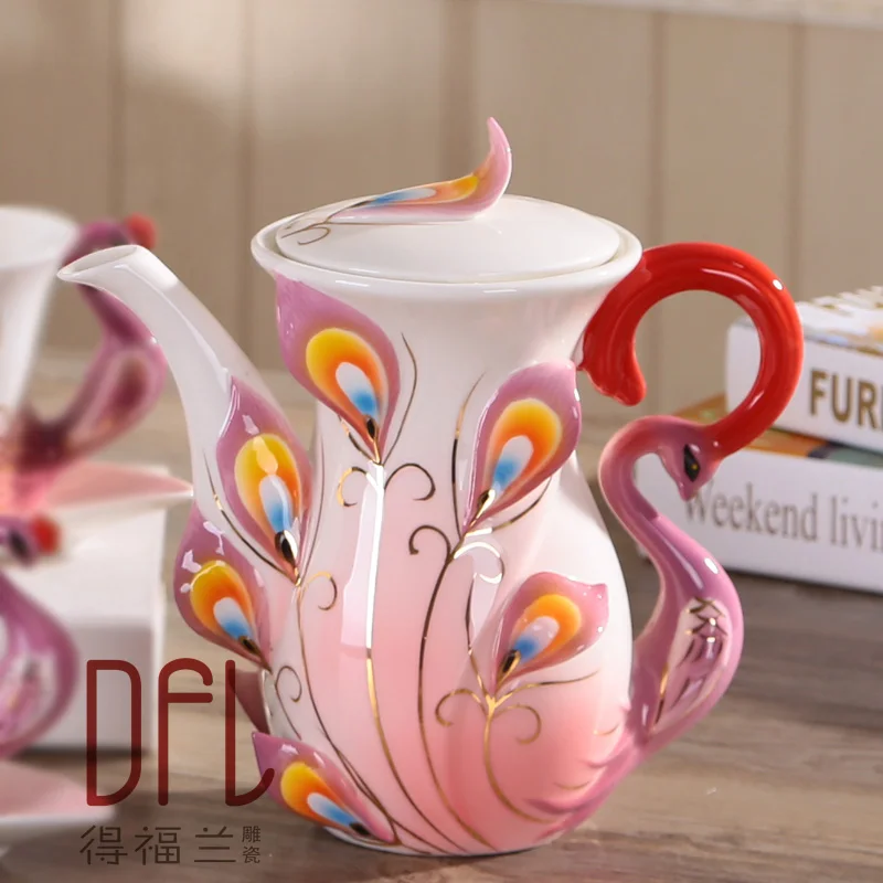 Креативная чашка павлина Европейский чайник для кофе керамический |