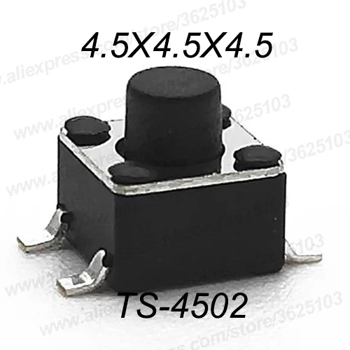 50 шт./лот SMD 4,5X4,5X3,5/3,8/4,0/4,3/4,5/4,8/5/5,5/6/6,5/7/8/10 мм Тактильные Такт кнопочный микро переключатель кнопочный переключатель - Цвет: 4.5X4.5X4.5