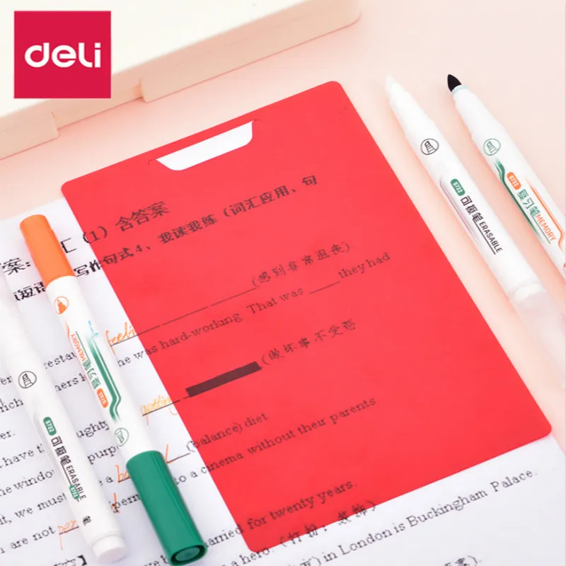 

Deli Marker Pen Set for Reviewing Students Colorful Recited Words Memory Learning Markers Erasable Concealed Marker Pen