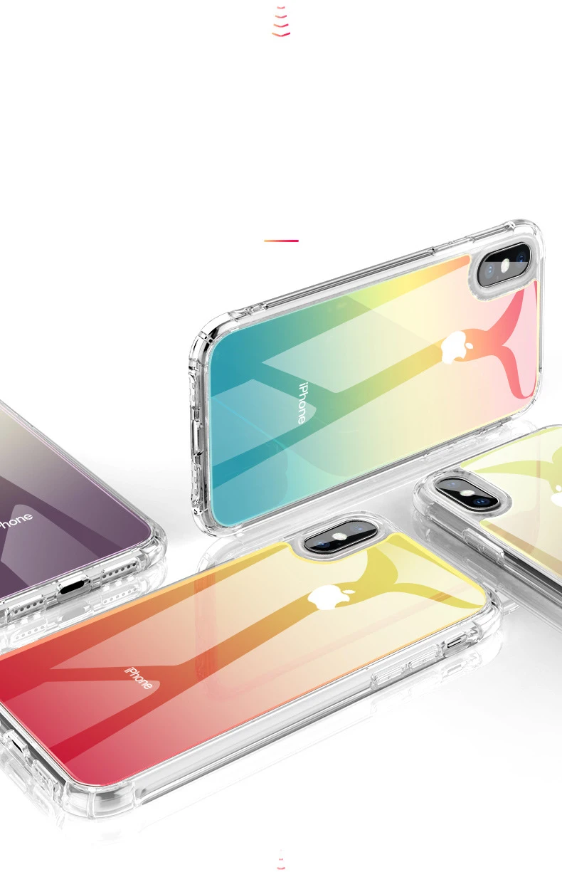 Gradient Phone Case For iPhone XR XS Max 8 7 6 6S Plus Hard Silicone Acrylic Cover for Iphone Xs Xr Transparent Shell |