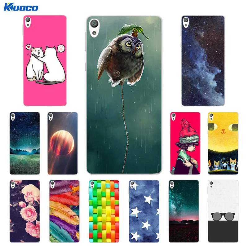 Soft TPU Coque for Sony E5 Case Cover Girl Cat Printing Phone Cases Xperia 5.0&quot Funda E 5 F3311 F3313 |