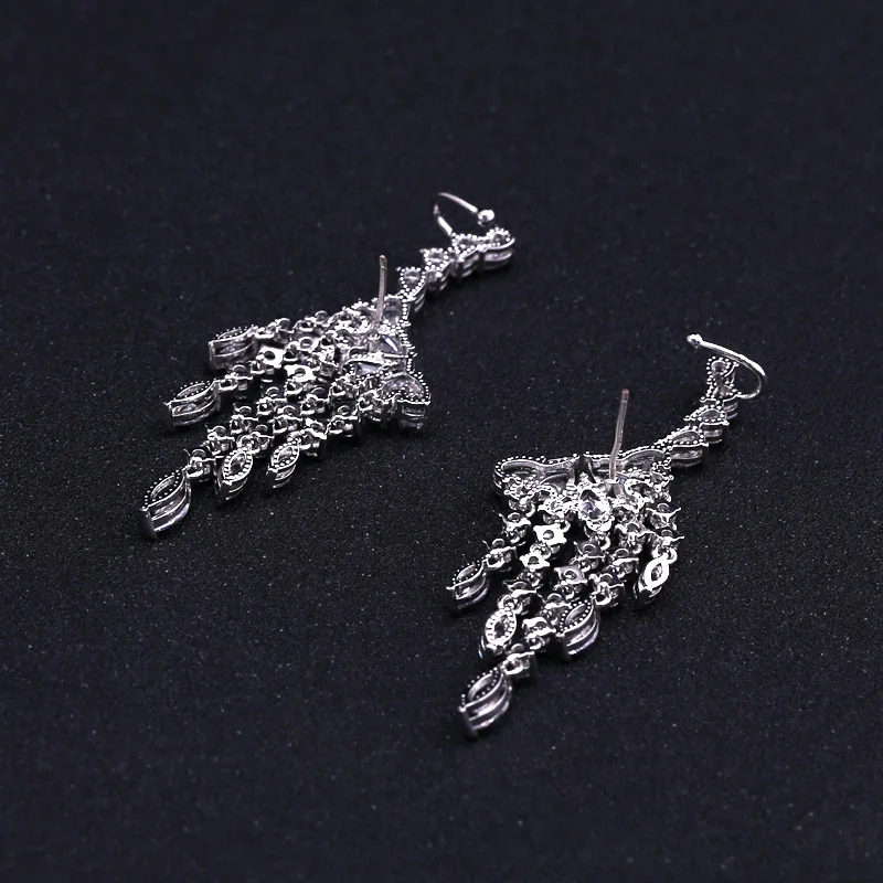 Новое поступление модные роскошные серьги капельки с бахромой из фианита 1