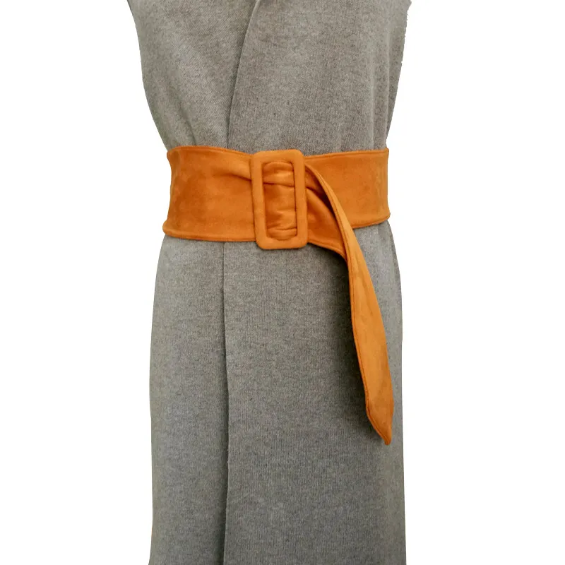 Женский ремень однотонный замшевый с квадратной пряжкой | Аксессуары для одежды