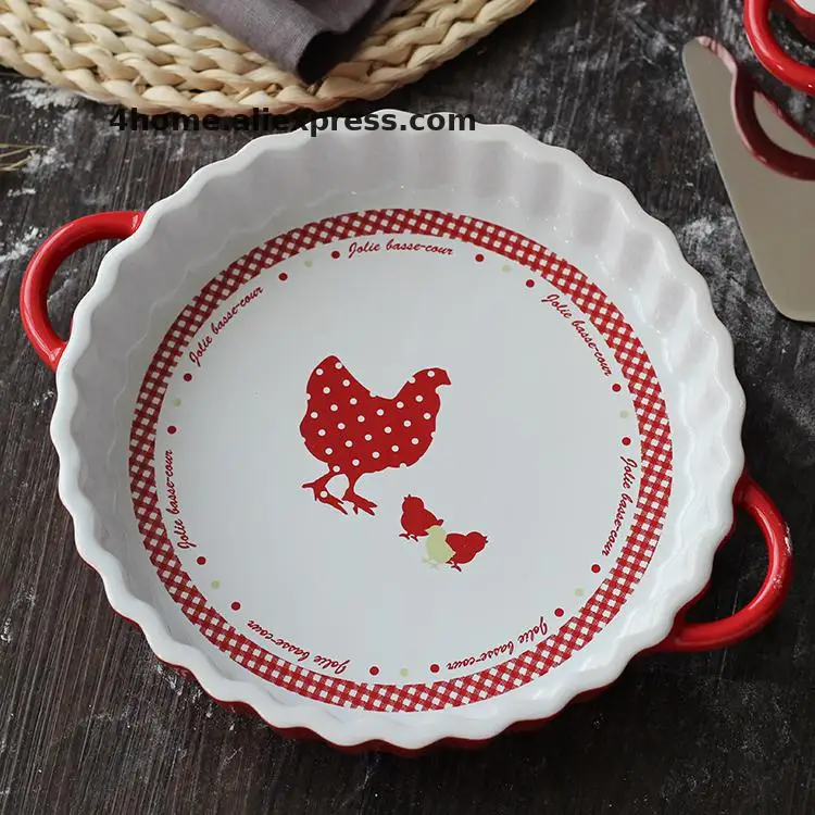 8 дюймов Керамика посуда тарелка для пиццы с двойной ушной лапши пластина