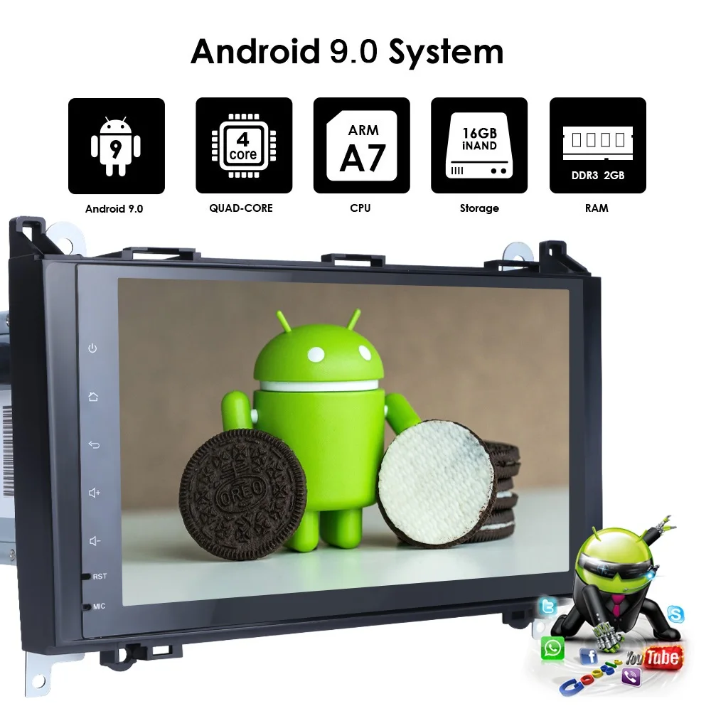 Android 9,0 Восьмиядерный 2G ram автомобильный мультимедийный плеер gps навигация для Mercedes/Benz/Sprinter/Viano/Vito/B-class/B200/B180