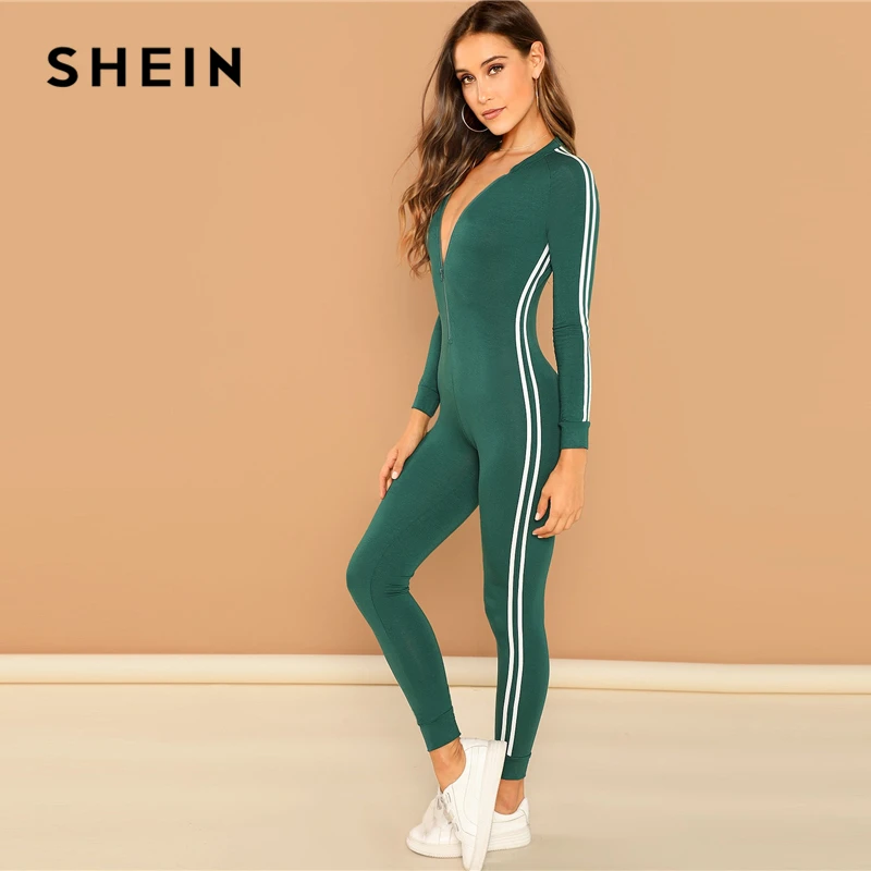 SHEIN Спортивный Комбинезон На Молнии Стильный Комбинезон С Длинными Рукавами