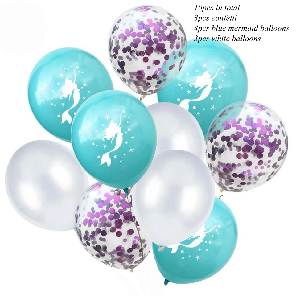 white blue purple 1 Набор серия "Русалка" воздушные шары с конфетти/баннер Русалка гелиевые шары детский подарок День Рождения украшения детский душ принадлежности - Цвет: white blue purple