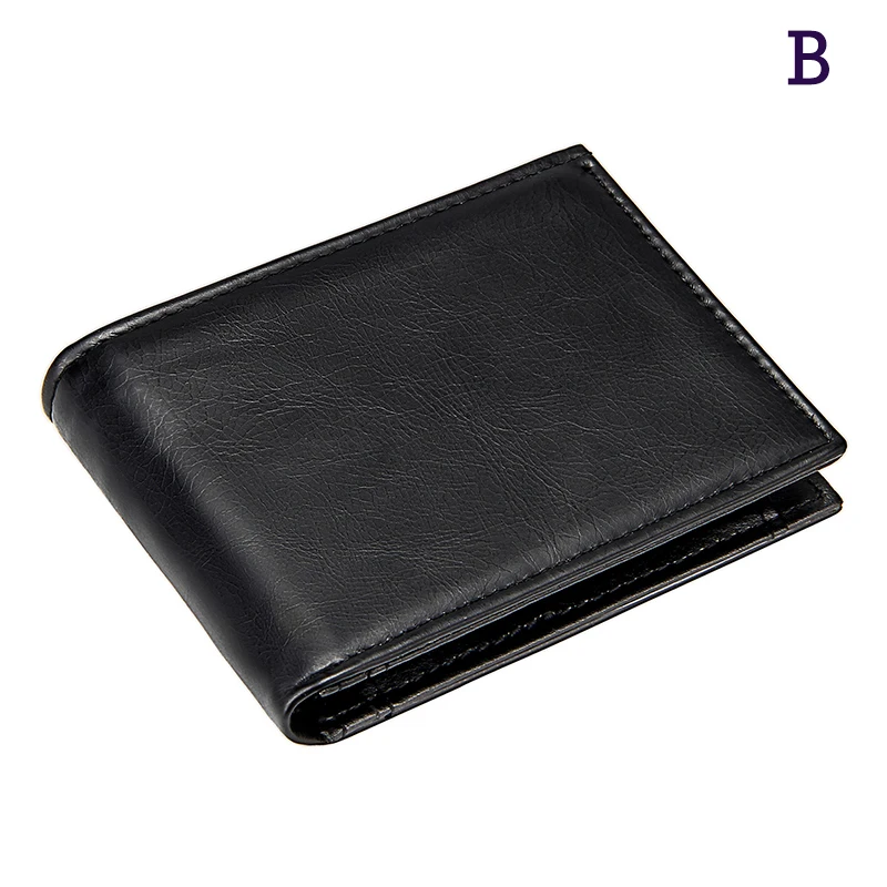 Черный мужской короткий кошелек 7 типов маленький с карманом для монет деловой