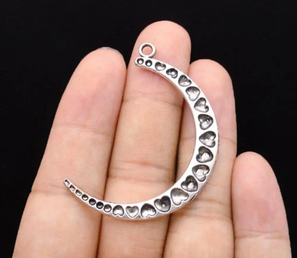

10pcs/lot--49x34mm, Antique silver plated heart moon charms,DIY supplies,Jewelry accessories