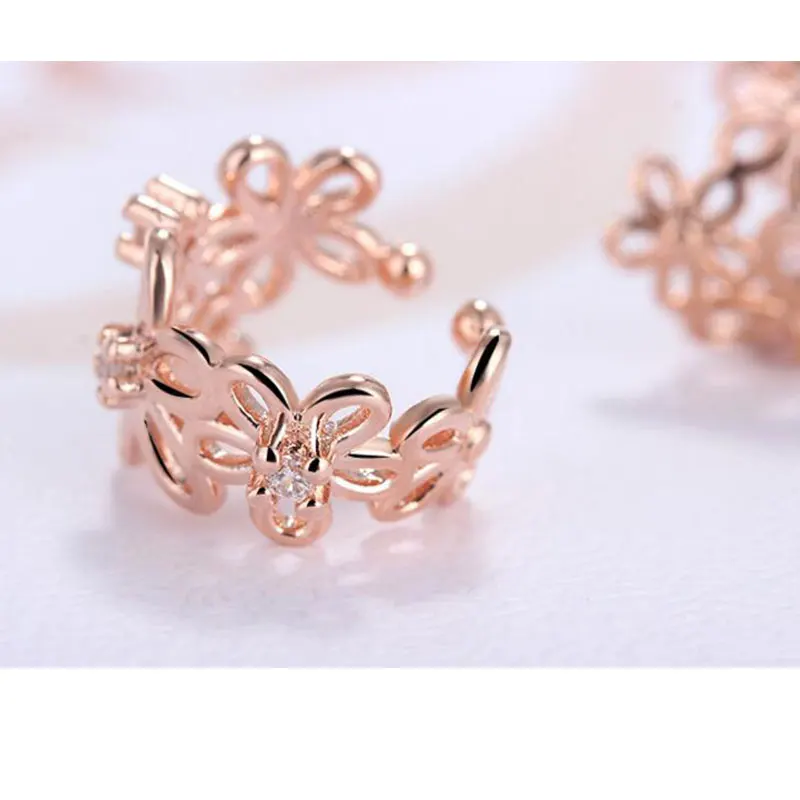 Женские серьги с розами ANENJERY серебряные клипсы 925 пробы S E398|clip earrings for women|ear clip