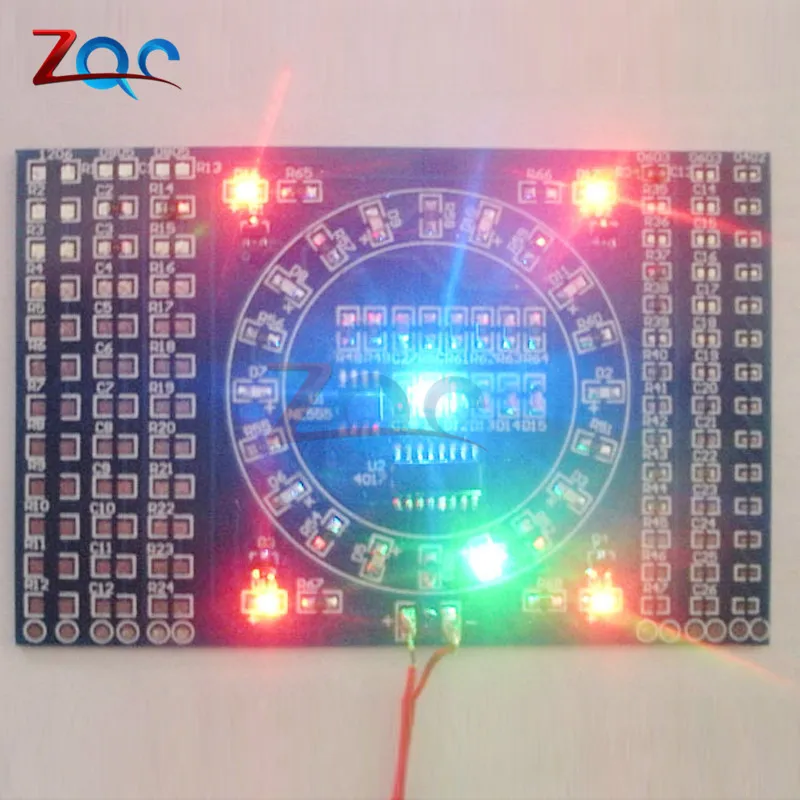 DIY Kit SMD вращающиеся мигающие светодиодные компоненты пайки практический Совет мастерство электронные цепи Тренировочный Набор 90x60x1,6 мм